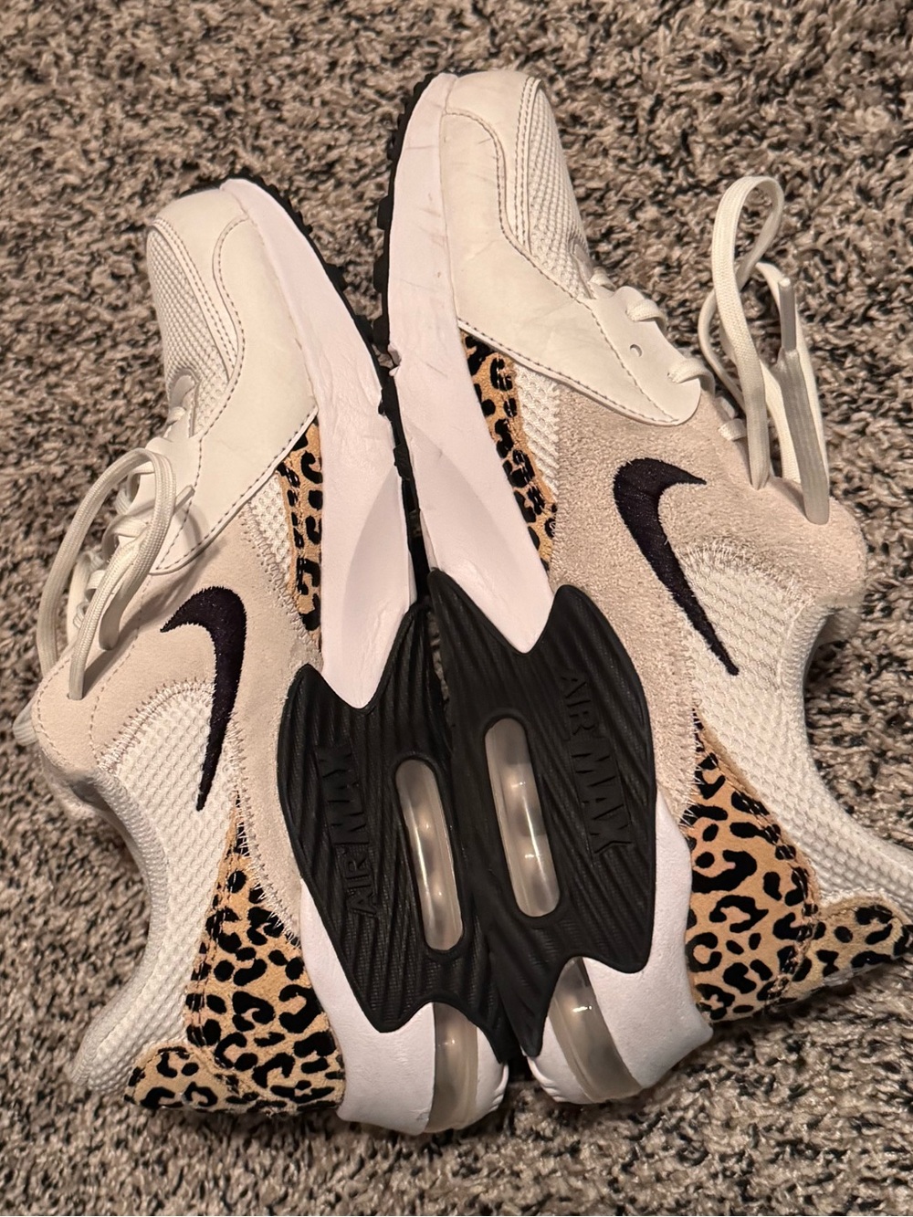 Nike Women's Air Max Emcee White Sneakers with Leopard Print